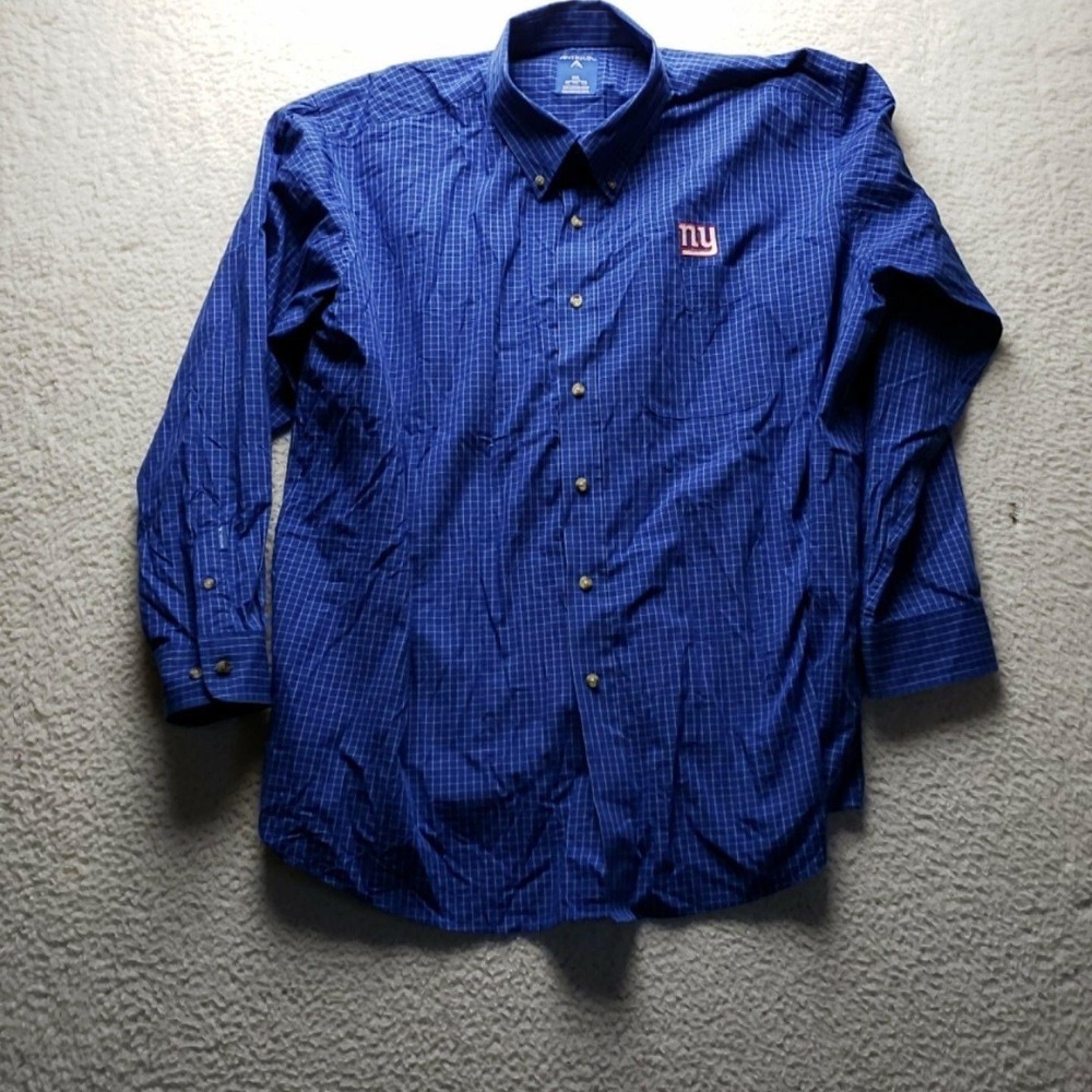 New York Giants Shirt Mens 2XL Blue NFL Football Antigua Button Down Long Sleeve